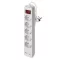 Hosszabbító 3 m / 5 aljzat / kapcsolós / fehér / 1× USB-A + 1× USB-C / 1,5 mm2