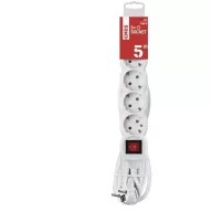   Hosszabbító 5 m / 5 aljzat / kapcsolós / fehér / PVC / 1,5 mm2 P1525R