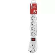    Hosszabbító 5 m / 6 aljzat / kapcsolós / fehér / PVC / 1,5 mm2 P1625R