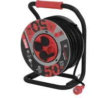    Kültéri kábeldob 50 m / 4 aljzat / fekete / gumi-neoprén / 230V / 1,5 mm2 P19223
