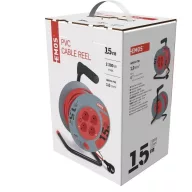   Kábeldob 15 m / 4 aljzat / fekete / PVC / 230 V / 1 mm2 P19515