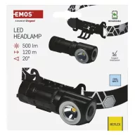    EMOS LED Fejlámpa tölthető P3544, 500 lm, 120 m, Li-Ion 800 mAh 