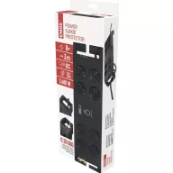   EMOS túlfeszültség védelem 8 aljzat 3m 1800j schuko P54252