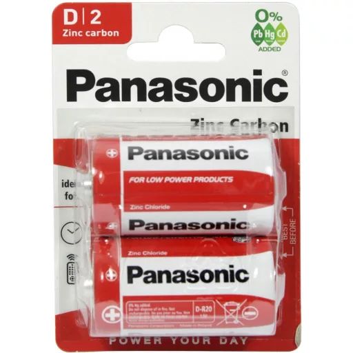 Panasonic ZINC Carbon R20RZ/2BP 1,5V D féltartós góliát elem