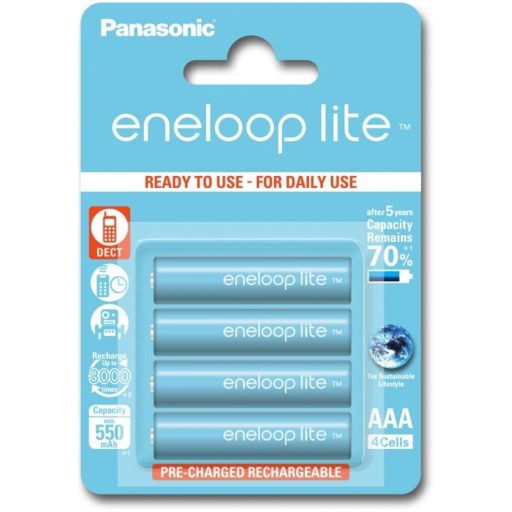 Panasonic eneloop lite 550mAh HR03/4BP BK-4LCCE/4BE NiMh mikro akkumulátor AAA tölthető elem