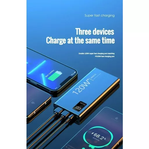 50000mAh nagy kapacitású hordozható gyorstöltő Powerbank  