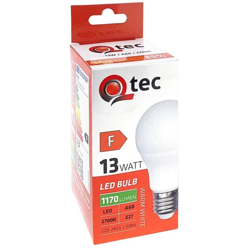 13W E27 Qtec 1170lm 2700K A60 LED izzó