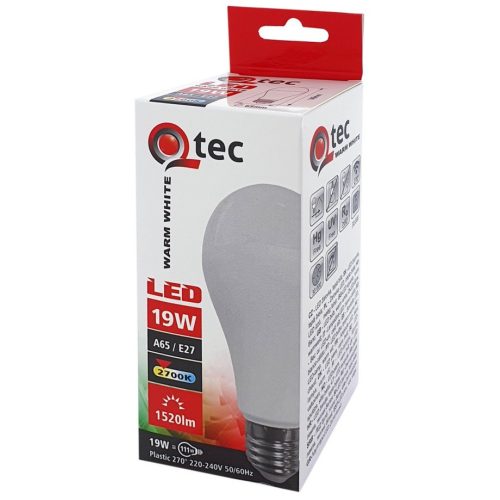 19W E27 Qtec A65 1520lm 2700K LED izzó