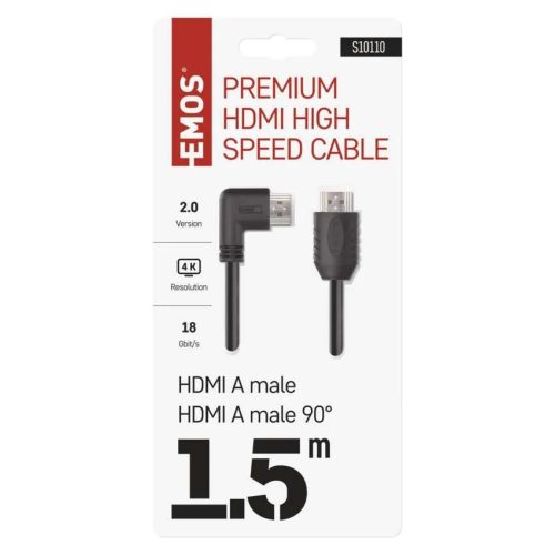 EMOS HDMI kábel 2.0 A-A dugó 90°, 1.5m