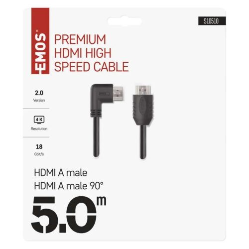 EMOS HDMI kábel 2.0 A-A dugó 90°, 5m