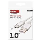 Töltő- és adatkábel USB-A 2.0 / USB-C 2.0, 1 m, fehér