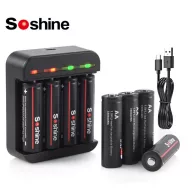 Soshine töltő +8db 14500 2000mAh 3300mWh HR6 tölthető 1,5V Lithium AA ceruza elem