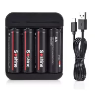  Soshine töltő +4db 14500 2000mAh 3300mWh HR6 1,5V Lithium tölthető AA ceruza elem