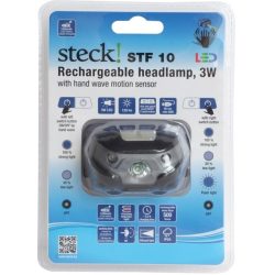 Steck STF10 3W, 120lm kézmozgás érzékelős tölthető Led akkumulátoros fejlámpa