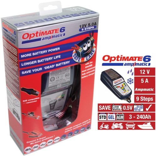 TecMate OptiMate 6 12V/5A/3-240Ah Profi AGM/GEL/STD/VRLA automata töltő