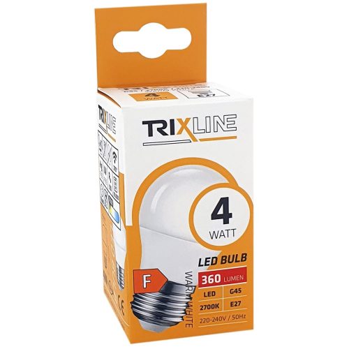 4W E27 Trixline 320lm meleg fehér G45 kisgömb LED izzó