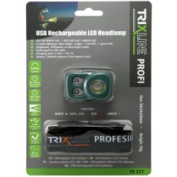 Trixline TR327 3W+zöld+piros LED akkumulátoros fejlámpa