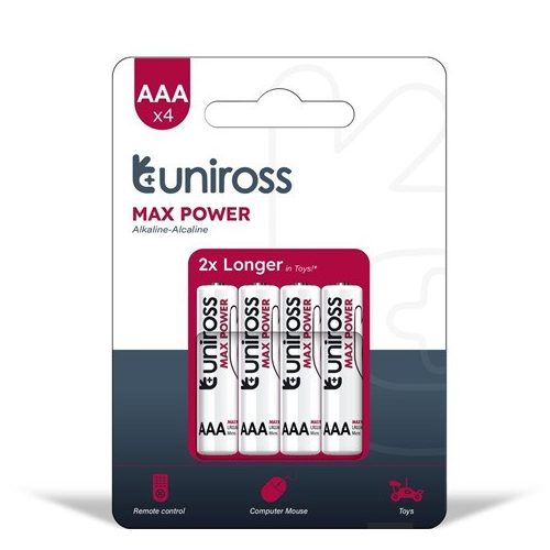 Uniross 1,5V LR03/AAA/mikro tartós alkáli elem MAX POWER bl/4