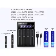   1,2V NiMh/NiCD AA/AAA/C/SC/F6 LCD 3,7V 14500/16340/18650 USB Li-ion akkumulátor  töltő
