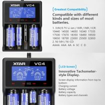   Xtar VC4 1,2V/3,6V/3,7V Ni-Mh/Ni-CD/Li-ion akkumulátor töltő