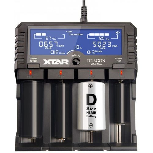 Xtar DRAGON VP4 Plus 1,2V/3,6V/3,7V Ni-Mh/Li-ion akkumulátor töltő