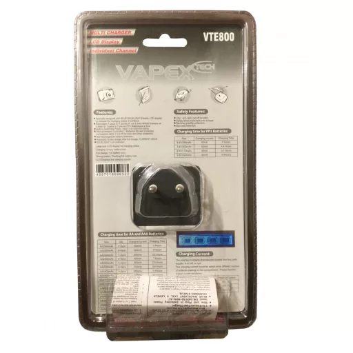 Vapex VT800 AA ceruza AAA mikro 9V elem töltő