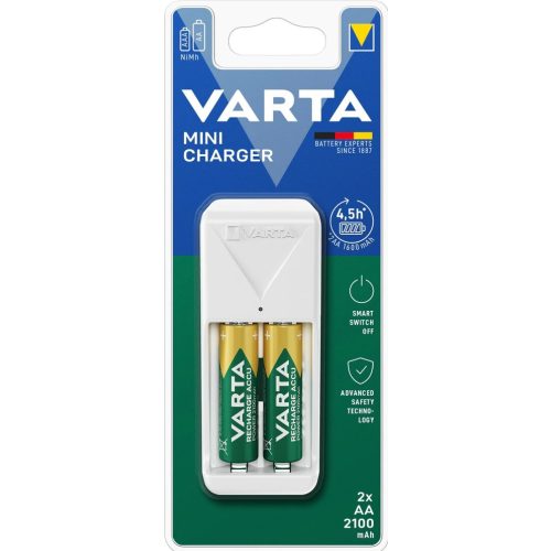 VARTA Mini Charger töltő + 2db AA 2100mAh akkumulátor - 57656 