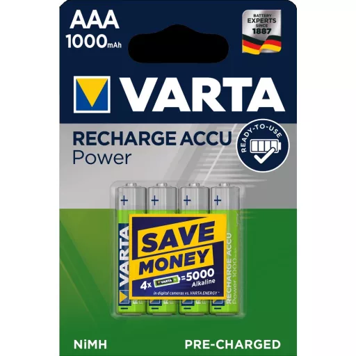 Varta RECHARGE ACCU Power 1000mAh HR03/4 57033 1,2V NiMh tölthető AAA mikro elem