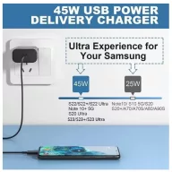 Mobiltelefonhoz fehér 45W-os USB-C-s gyorstöltő