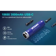 18650 3500mAh USB-C KÚPOS XTAR 3,7V Li-ion akkumulátor