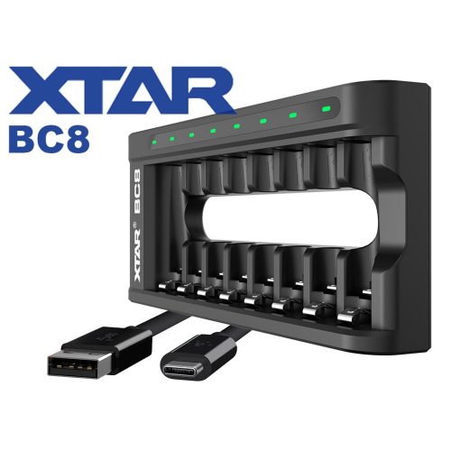 Xtar BC8 1,2V/3,6V Ni-Mh/Li-ion akkumulátor töltő