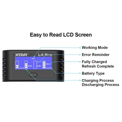 Xtar L4 Pro 1,2V Ni-Mh és 1,5V Li-ion elem töltő