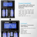   Xtar VC4 1,2V/3,6V/3,7V Ni-Mh/Ni-CD/Li-ion akkumulátor töltő