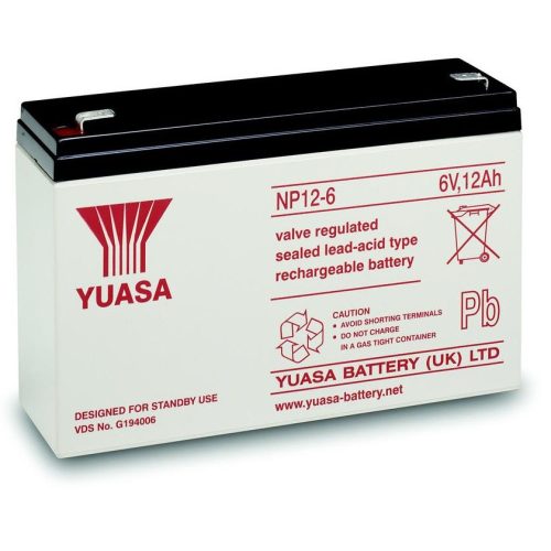 YUASA NP12-6 6V 12Ah zselés akkumulátor