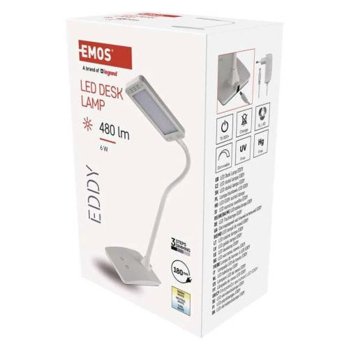  EMOS Eddy LED asztali lámpa, fehér Z7599W