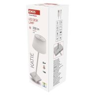   EMOS Katie LED asztali lámpa, újratölthető, fehér Z7630W