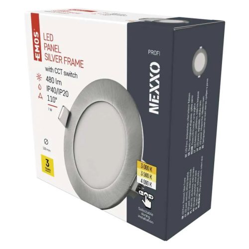 LED süllyesztett lámpatest NEXXO, kerek, ezüst, 7W 480lm