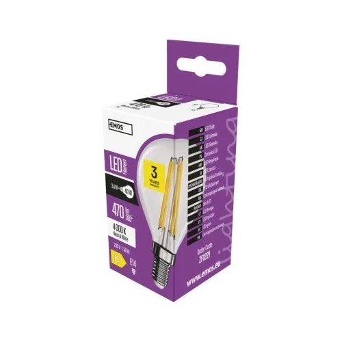 LED izzó Filament Mini Globe / E14 / 3,4 W (40 W) / 470 lm / természetes fehér