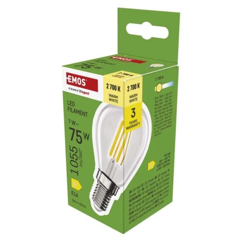  LED izzó Filament Mini Globe / E14 / 7 W (75 W) / 1055 lm / meleg fehér ZF1D52 