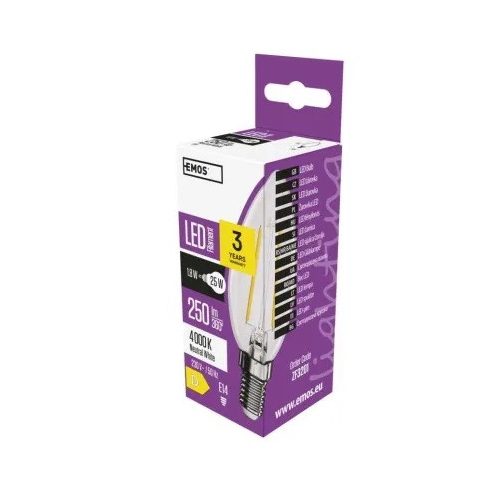  LED izzó Filament gyertya / E14 / 1,8 W (25 W) / 250 lm / természetes fehér VÉGKIÁRUSÍTÁS