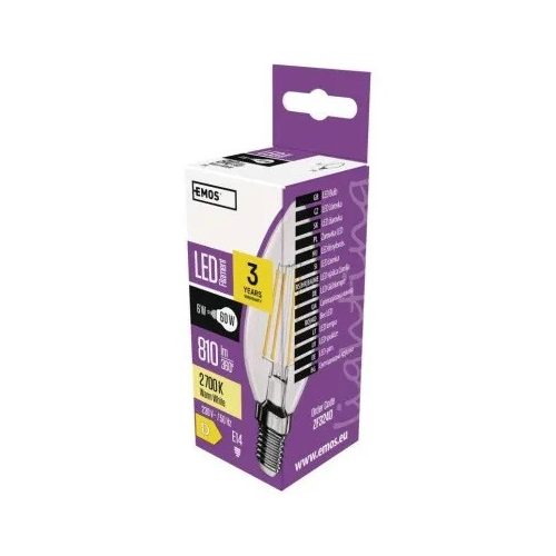 LED izzó Filament gyertya / E14 / 6 W (60 W) / 810 lm / meleg fehér