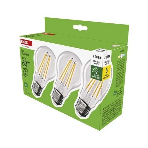 LED izzó Filament A60 A CLASS/ E27 / 3,8 W (60 W) / 806 lm / természetes fehér