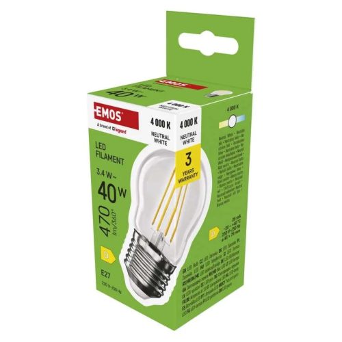  LED izzó Filament Mini Globe / E27 / 3,4 W (40 W) / 470 lm / Természetes fehér ZF6D23