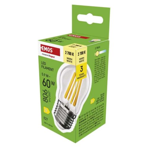  LED izzó Filament Mini Globe / E27 / 5,9 W (60 W) / 806 lm / Meleg fehér ZF6D42