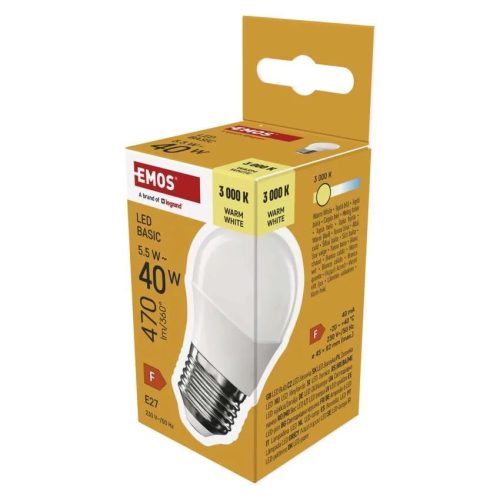  LED izzó Basic Mini Globe / E27 / 5,5 W (40 W) / 470 lm / Meleg fehér ZL6F22