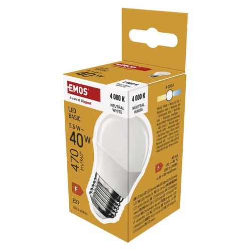  LED izzó Basic Mini Globe / E27 / 5,5 W (40 W) / 470 lm / Természetes fehér ZL6F23