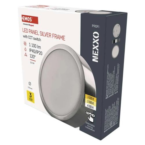  LED felületi lámpatest NEXXO, kerek, ezüst, 12,5W, CCT 