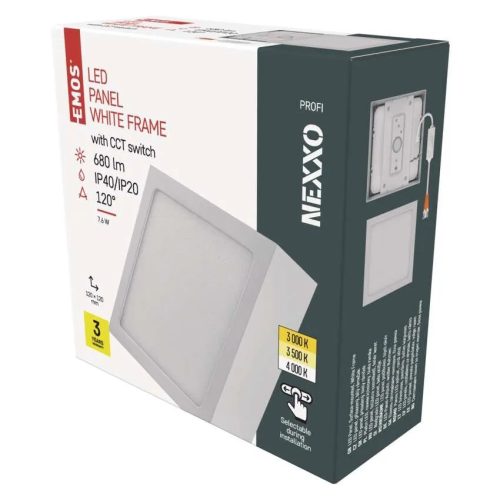  LED felületi lámpatest NEXXO, négyzet, fehér, 7,6W, CCT 