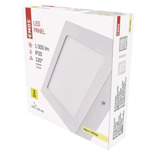  EMOS LED panel falon kívüli 12.5W 1000lm IP20 meleg fehér 