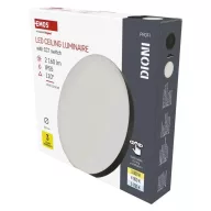    LED-es felületi lámpatest DIONI kerek, fekete, 18W, változtatható CCT-vel ZM7154